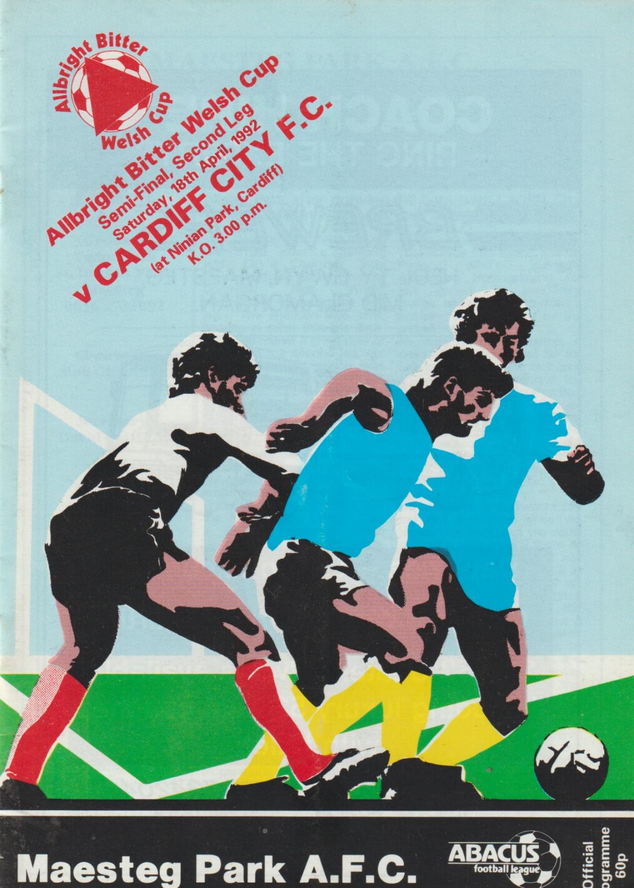 1992 WELSH CUP SEMI-FINAL - MAESTEG PARK v CARDIFF CITY